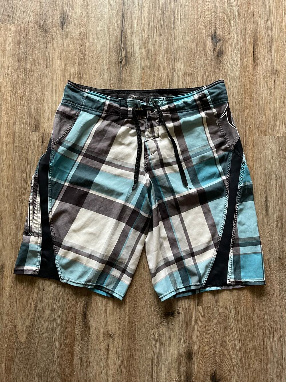 O'Neill Super Freak Blue & White Board Shorts Size 34